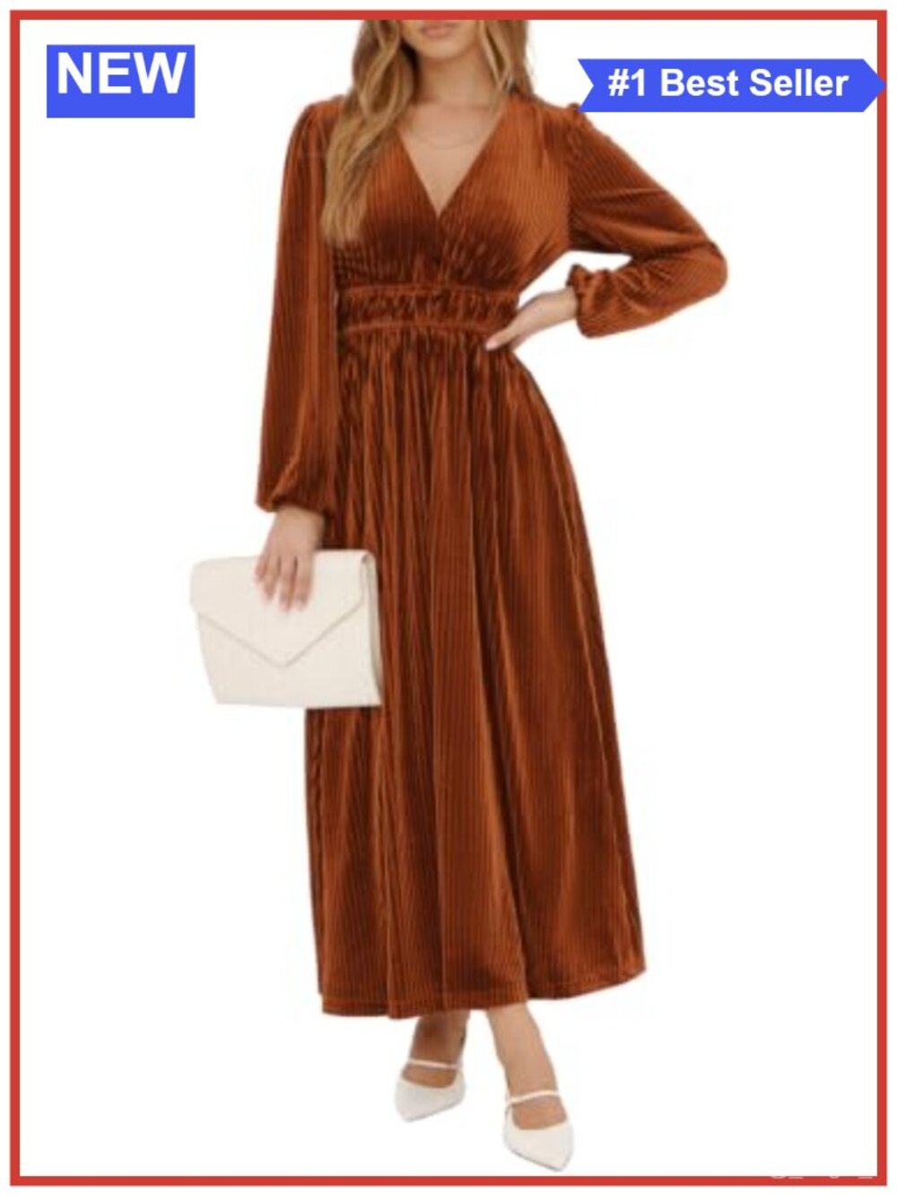 Velvet Maxi Dress Long Sleeve V-Neck Formal Wedding Guest Fall Winter